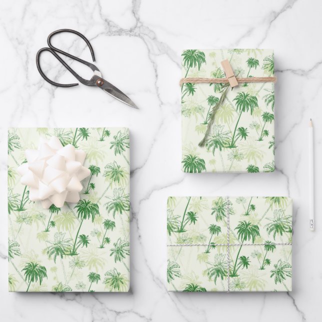 Feuille De Papier Cadeau Patters de Green Palm (Recto)