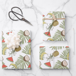 Feuille De Papier Cadeau Patters de Tropical Fruit