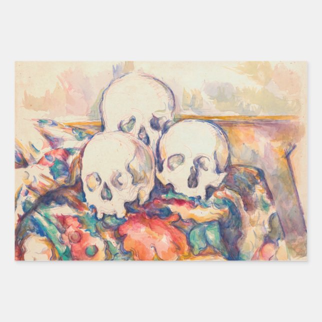 Feuille De Papier Cadeau Paul Cezanne - Aquarelle à trois crânes (Devant)