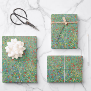 Feuille De Papier Cadeau Pavots en fleurs - Gustav Klimt