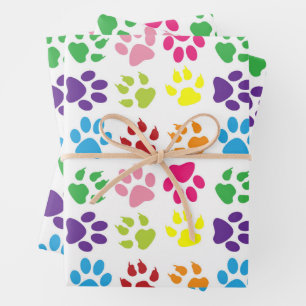 Feuille De Papier Cadeau Paws Colorés, Paws Chiens, Paws Chat