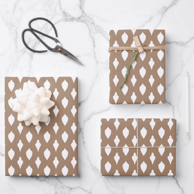 Feuille De Papier Cadeau Pays rustique kraft blanc ornements de Noël (Recto)