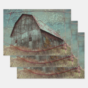Feuille De Papier Cadeau Pays Rustique Turquoise Grange Vintage Texture Dec