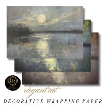 Paysage aquarellé au clair de lune 