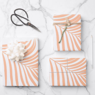 Feuille De Papier Cadeau Peach Fuzz Palm Leaf Motif Mariages tropicaux