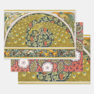 Feuille De Papier Cadeau Peacock Art Nouveau Style rond design complexe