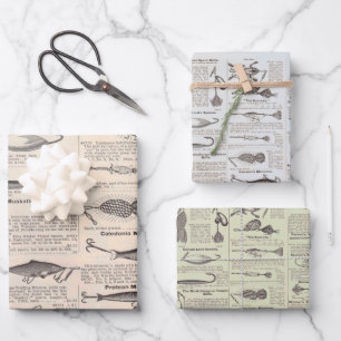 Feuille De Papier Cadeau Pêche leures Publicité Pêcheur Art
