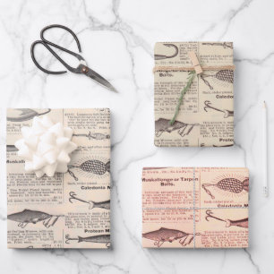 Feuille De Papier Cadeau Pêche leures Publicité Pêcheur Art