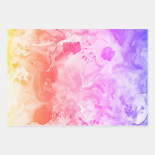 Feuille De Papier Cadeau Peinture à texture aquarelle rose vif