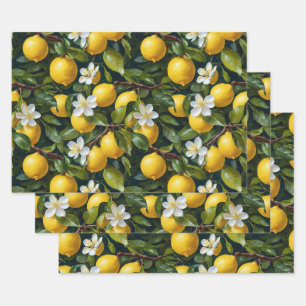 Feuille De Papier Cadeau Peinture d'art Fruit Fleur de Citron