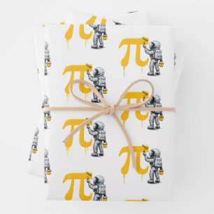 Feuille De Papier Cadeau Peinture d'astronaute cool symbole pi jour de Pi