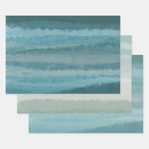 Feuille De Papier Cadeau Peinture minimaliste Crackle Turquoise Aqua Blue V