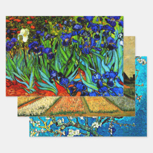 Feuille De Papier Cadeau Peintures populaires de Van Gogh, ensemble de troi