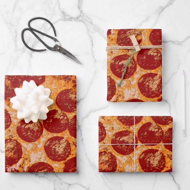 Feuille De Papier Cadeau Pepperoni Pizza (Recto)