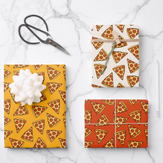 Feuille De Papier Cadeau Pepperoni Pizza Motif (Recto)