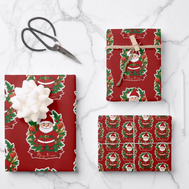 Feuille De Papier Cadeau Père Noël à tannenzweigen (Recto)