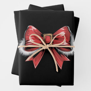 Feuille De Papier Cadeau Père Noël Bow Noel Père Noël Coquette