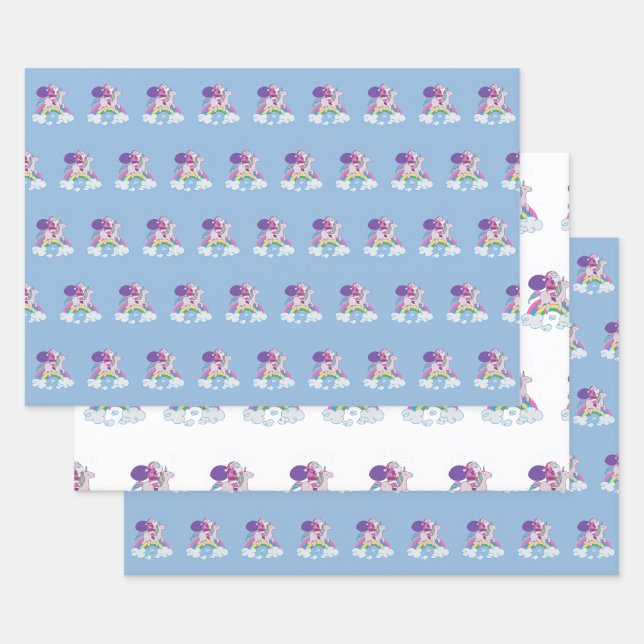 Feuille De Papier Cadeau Père Noël Christmas Unicorn (Lot)