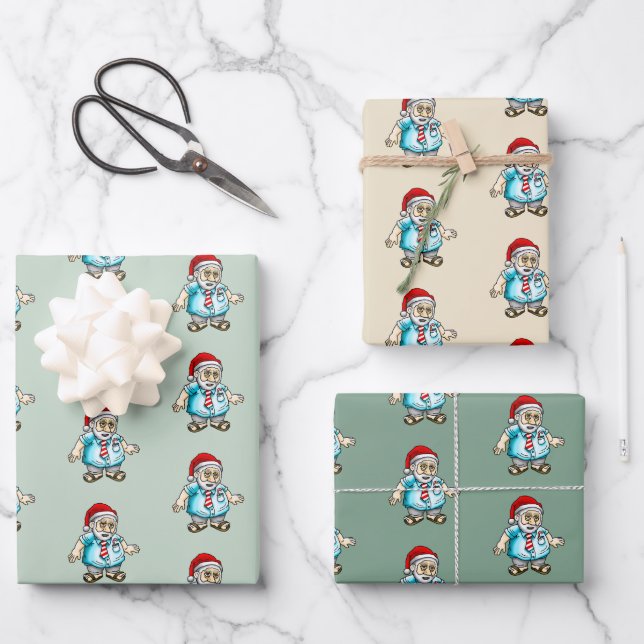 Feuille De Papier Cadeau Père Noël décontracté en sandales (Recto)
