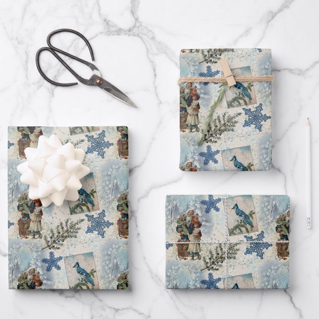 Feuille De Papier Cadeau Père Noël En Hiver (Recto)