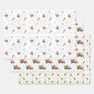 Feuille De Papier Cadeau Père Noël et sapin de Noël