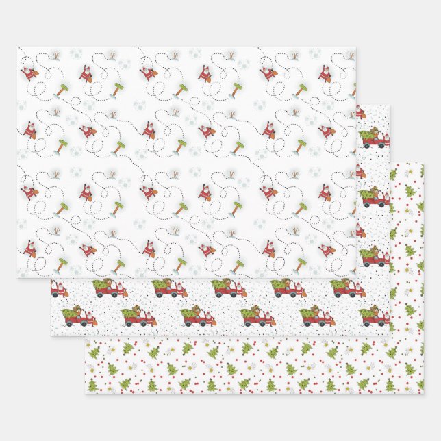 Feuille De Papier Cadeau Père Noël et sapin de Noël (Lot)