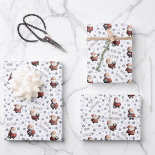 Feuille De Papier Cadeau Père Noël foot sur fond blanc