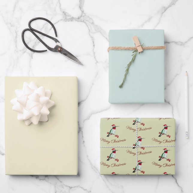 Feuille De Papier Cadeau Père Noël Hummingbird Joyeux Noël (Recto)