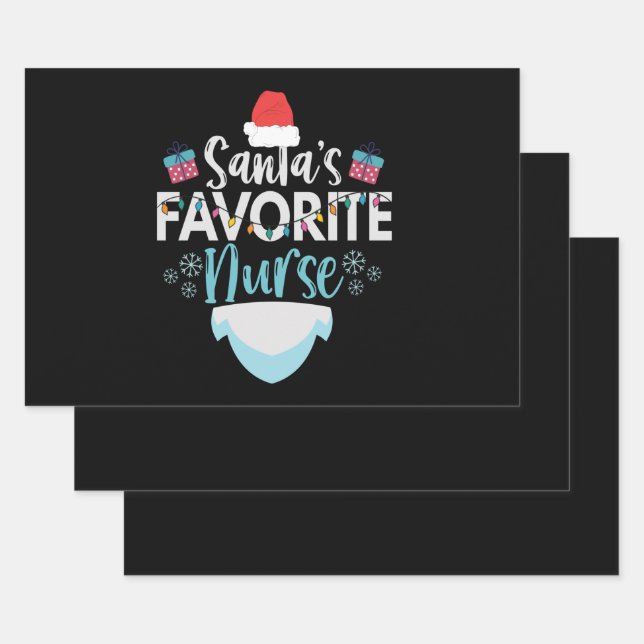 Feuille De Papier Cadeau Père Noël Infirmière préférée Funny Noël Infirmièr (Lot)