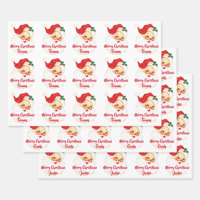 Feuille De Papier Cadeau Père Noël Joyeux Noël Personnalisé (Lot)
