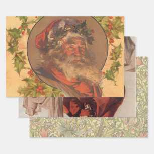 Feuille De Papier Cadeau Père Noël Leyendecker Antique Victorien