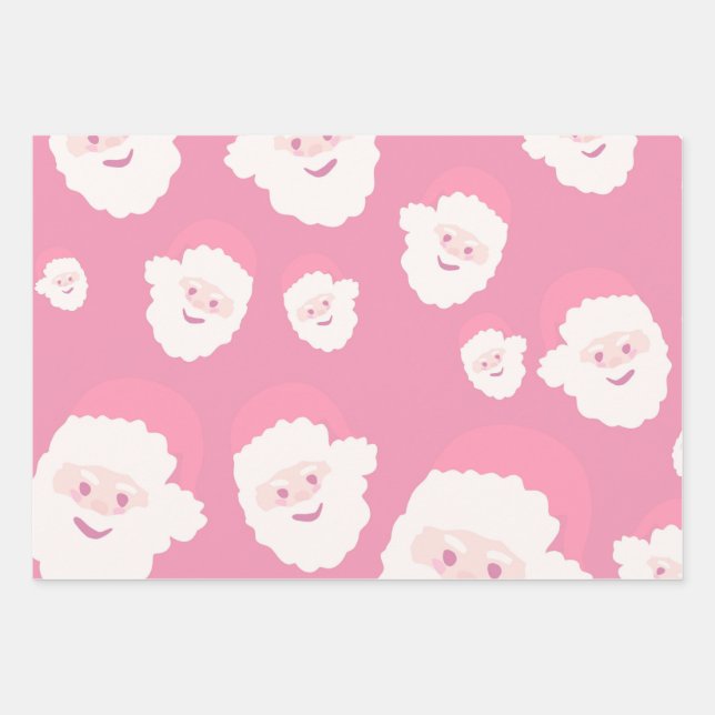 Feuille De Papier Cadeau Père Noël rose (Devant)