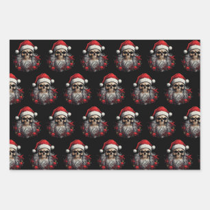 Feuille De Papier Cadeau Père Noël Skull