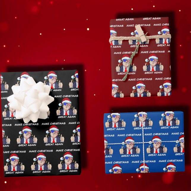 Feuille De Papier Cadeau Père Noël Trump redonne sa grandeur à Noël (Créateur téléchargé)