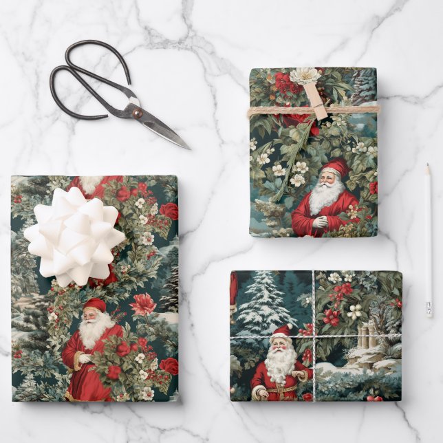 Feuille De Papier Cadeau Père Noël Winter Garden (Recto)