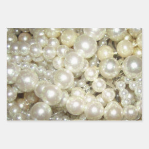 Feuille De Papier Cadeau Perles Avec Design Or