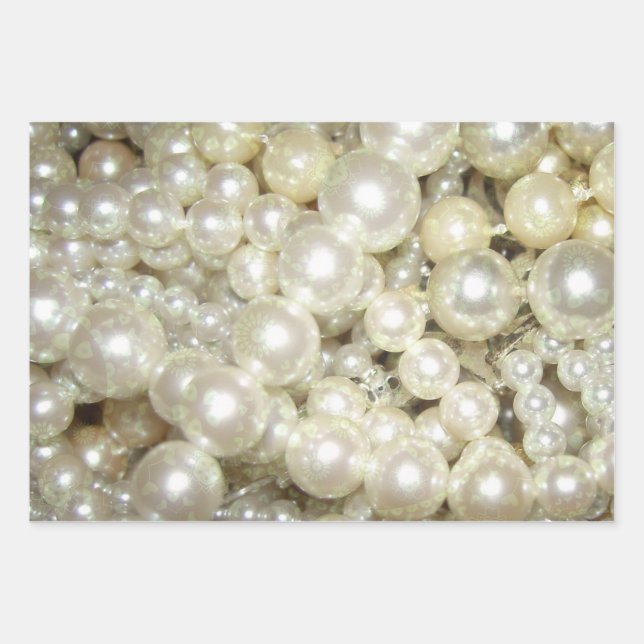 Feuille De Papier Cadeau Perles Avec Design Or (Devant)