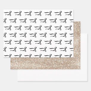 Feuille De Papier Cadeau Perles & Prosecco Noir à Ruban Mariage Cérémonie P