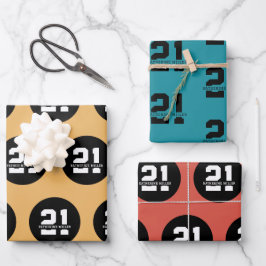 Feuille De Papier Cadeau Personnalisé 21e anniversaire Moderne Rétro