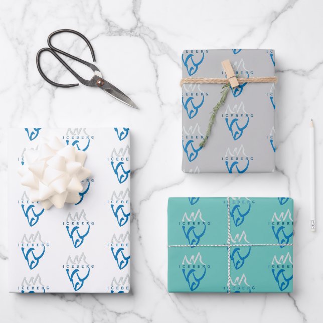 Feuille De Papier Cadeau Personnalisé Blue Abstrait Iceberg Motivation (Recto)
