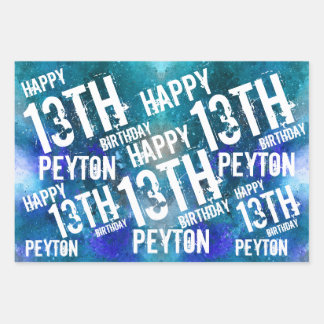 Feuille De Papier Cadeau Personnalisé Galaxy Blue fête d'anniversaire