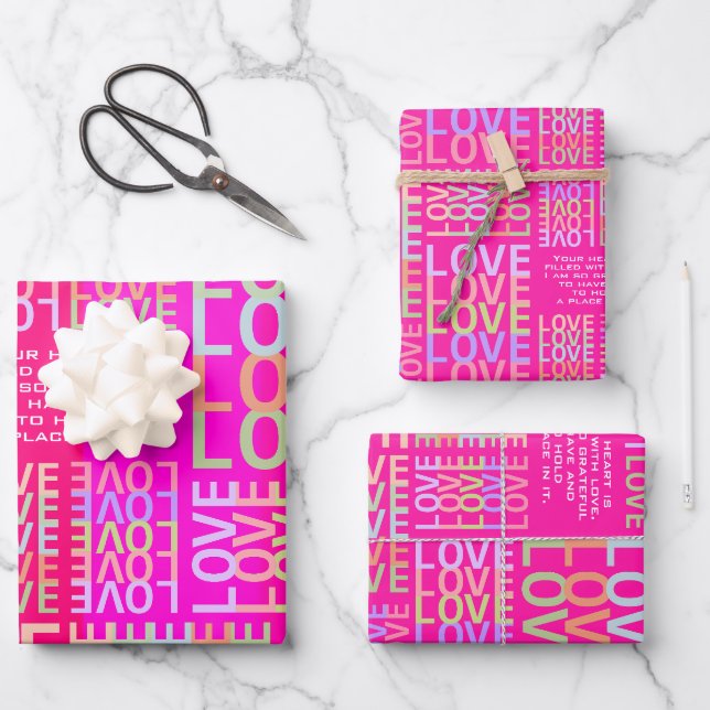 Feuille De Papier Cadeau Personnalisé Vibrant et rose chaud pour toujours " (Recto)
