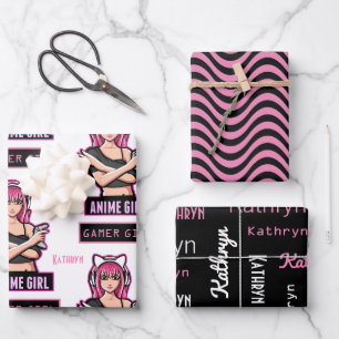 Feuille De Papier Cadeau Personnalisée Gamer Girl