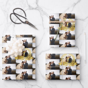 Feuille De Papier Cadeau Personnaliser 1er Anniversaire Photo Mariage Avec
