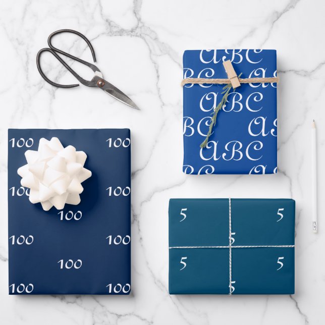 Feuille De Papier Cadeau Personnaliser avec/Initial, Numéro de lettre blanc (Recto)