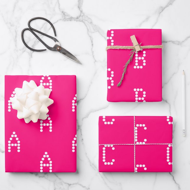 Feuille De Papier Cadeau Personnaliser avec lettre monogramme initiale fuch (Recto)