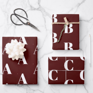 Feuille De Papier Cadeau Personnaliser avec lettre monogramme initiale Vin 