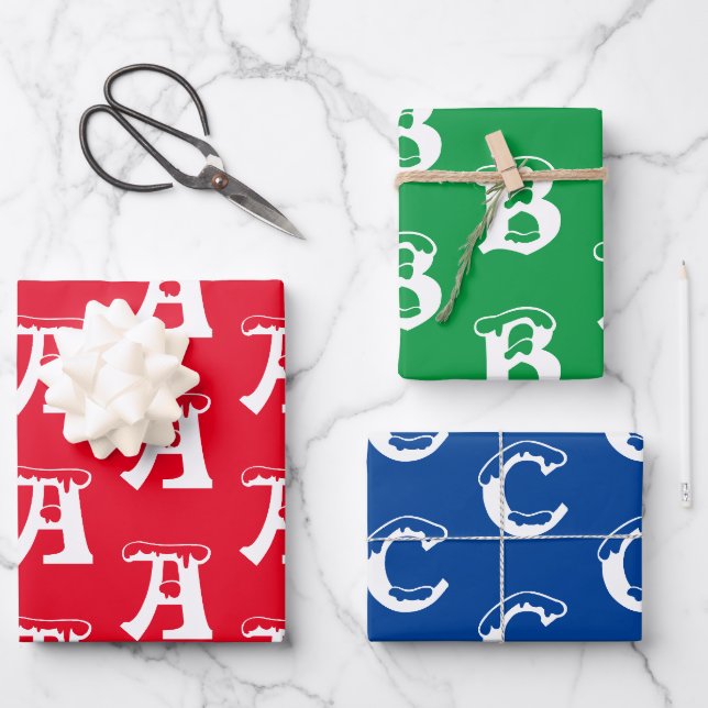 Feuille De Papier Cadeau Personnaliser avec monogramme initial Lettre rouge (Recto)