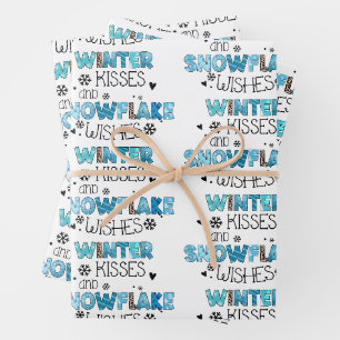 Feuille De Papier Cadeau Personnaliser des baisers d'hiver
