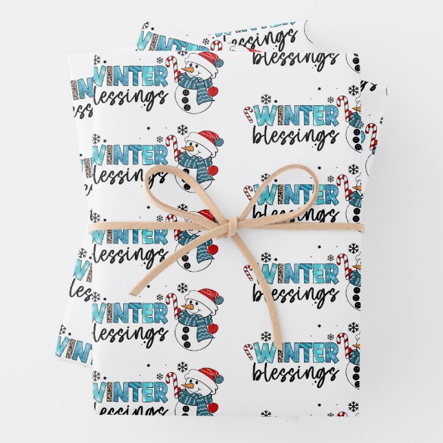 Feuille De Papier Cadeau Personnaliser des Bénédictions d'hiver (En situation)